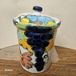 Vintage 80s Himark "Celina" Portugal Hand-painted Ceramic Canister